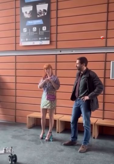 Audrey Fleurot et Mehdi Nebbou lors de la fin du tournage de «HPI».