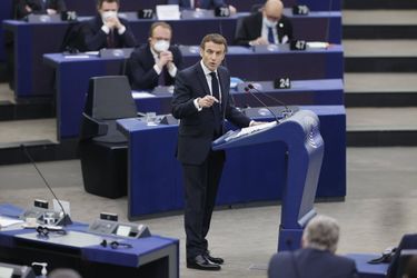 Emmanuel Macron au Parlement européen le 19 janvier 2022.