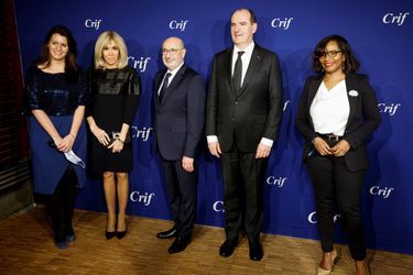 Marlène Schiappa, Brigitte Macron, Roger Cukierman, président du Crif, Jean Castex et Elisabeth Moreno.
