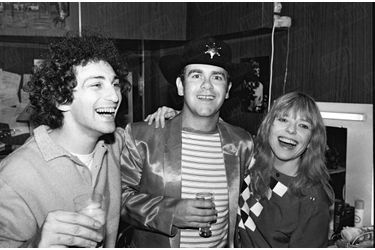 France Gall, Michel Berger et Elton John au Palais des Sports en février 1982.