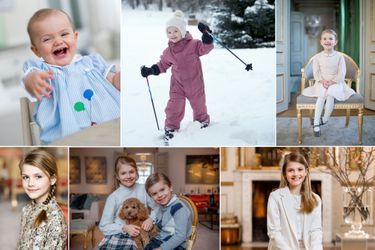 Certaines des photos diffusées par la Cour de Suède pour les anniversaires de la princesse Estelle, de 2013 à 2022