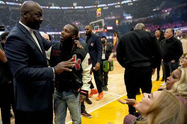 Adele et Rich Paul (avec Michael Jordan et Mary J. Blige) à l'événement NBA All-Star Game à la Rocket Mortgage FieldHouse de Cleveland le 20 février 2022