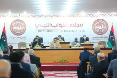 Au Parlement de Tobrouk, sur une photo diffusée par le Parlement libyen, le 10 février 2022.