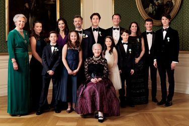 La famille royale réunie autour de la reine Margrethe II de Danemark pour son Jubilé d&#039;or, à Copenhague le 14 janvier 2022