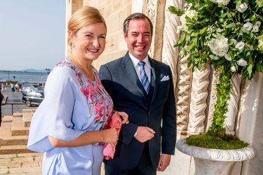 La princesse Stéphanie de Luxembourg, avec son mari le prince héritier Guillaume, le 25 septembre 2021 