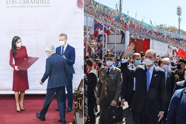 La reine Letizia d’Espagne à Madrid et le roi Felipe VI d’Espagne à Tegucigalpa au Honduras, le 27 janvier 2022