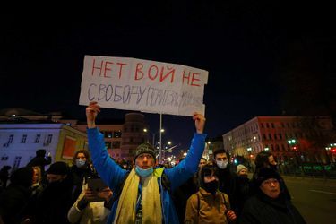 Manifestation contre la guerre en Ukraine à Moscou, le 24 février 2022.