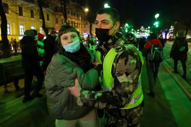 Manifestation contre la guerre en Ukraine à Moscou, le 24 février 2022.