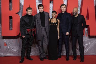 Andy Serkis, Robert Pattinson, Zoë Kravitz, Paul Dano et Jeffrey Wright à l'avant-première du film «The Batman» à Londres le 23 février 2022