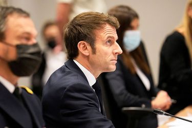 Emmanuel Macron vendredi lors d&#039;une vidéoconférence avec les membres de l&#039;Otan. 