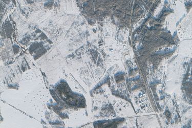 Vue aérienne de la base de Yelnya, le 29 décembre 2021.