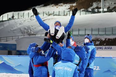Quentin Fillon Maillet après son sacre en épreuve individuelle de Biathlon.