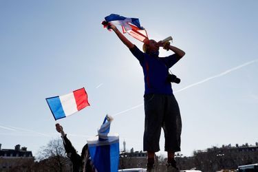 Lors du rassemblement des «convois des libertés", à Paris, le 12 février 2022.