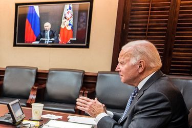 Visioconférence entre Joe Biden et Vladimir Poutine, le 7 décembre 2021.