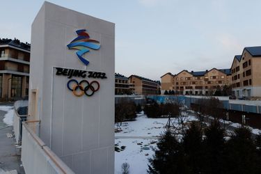 Le logo des Jeux olympiques de Pékin 2022, à Zhangjiakou.