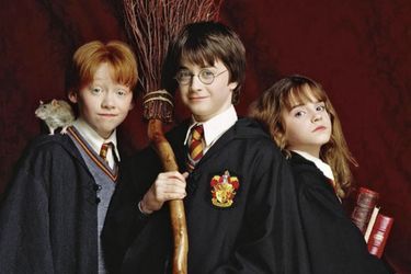 Rupert Grint (Ron), Danie Radcliffe (Harry) et Emma Watson (Hermione).
