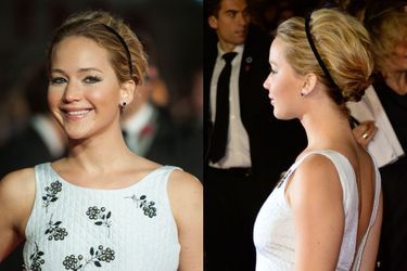 Les cheveux courts bombés de Jennifer Lawrence lors de la première du film &quot;Hunger Games&quot; à Londres, le 10 novembre 2014