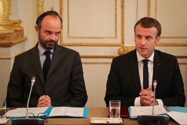 Edouard Philippe et Emmanuel Macron à l&#039;Elysée en mars 2020.