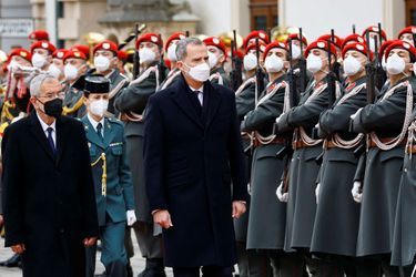Le roi Felipe VI d&#039;Espagne avec le président fédéral autrichien, Alexander Van der Bellen, à Vienne, le 31 janvier 2022