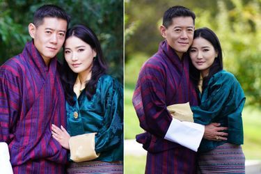 Les portraits du roi du Bhoutan Jigme Khesar Namgyel Wangchuck et de son épouse la reine Jetsun Pema diffusés le 13 octobre 2021 pour leurs 10 ans de mariage