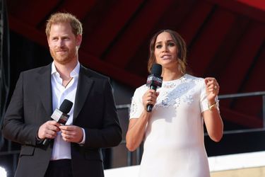 Meghan Markle et son époux le prince Harry au Global Citizen Live concert, à Central Park, New York, le 25 septembre 2021.
