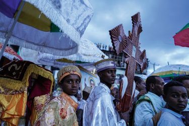 Pendant la fête religieuse de Timkat, le 18 janvier, en territoire amhara. Cette ethnie est à majorité orthodoxe, comme les Tigréens.
