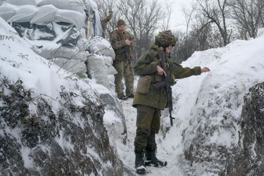 Photo des forces militaires ukrainiennes prise à Popasna, près de Lougansk.
