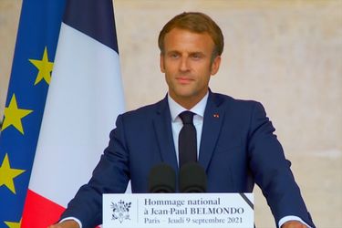 Emmanuel Macron lors de l'hommage aux Invalides le 9 septembre 2021.