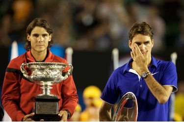 Rafael Nadal et Roger Federer en finale de l&#039;Open d&#039;Australie en 2009. 