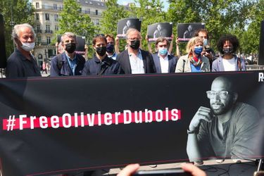 Manifestation de soutien à Olivier Dubois, en juin 2021 à Paris.