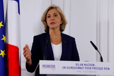 Valérie Pécresse ici lors d&#039;une conférence sur le bilan d&#039;Emmanuel Macron. 