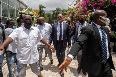 Ariel Henry, nouveau Premier ministre haïtien, lors de la cérémonie marquant l'installation de son gouvernement à Port-au-Prince, mardi 21 juillet 2021.