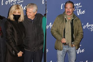 Brigitte Macron, Claude Lelouch et Jean Dujardin à l&#039;avant-première de «L&#039;amour c&#039;est mieux que la vie» à l&#039;UGC Normandie à Paris le 17 janvier 2022. 