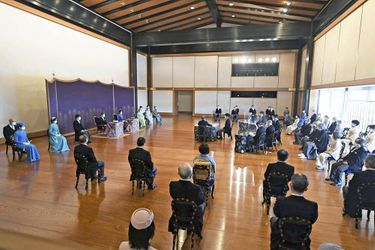 La cérémonie Utakai Hajime au Palais impérial à Tokyo, le 18 janvier 2022