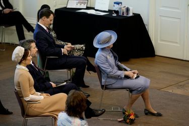 La reine Margrethe II de Danemark avec ses fils et ses belles-filles à Copenhague, le 14 janvier 2022