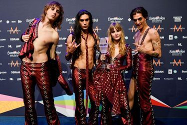 Le groupe italien Måneskin après sa victoire à l'Eurovision. 