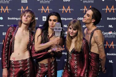 Le groupe Måneskin le soir de sa victoire à l'Eurovision. 