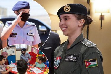 La princesse Salma de Jordanie, le 8 janvier 2020. En vignettes, lors de l’inauguration du Centre de formation militaire des femmes dans le gouvernorat de Zarqa, le 7 juin 2021