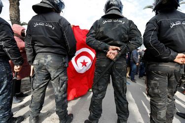 Manifestation à Tunis, en Tunisie, le 14 janvier 2022.