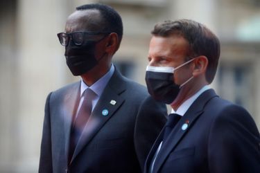 Emmanuel Macron et Paul Kagame lundi à Paris. 