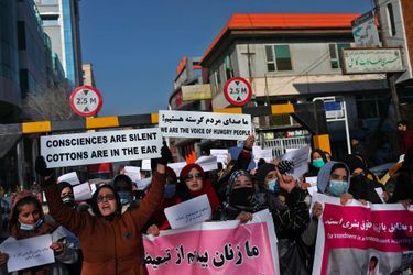 Manifestation de femmes à Kaboul, le 28 décembre 2021.