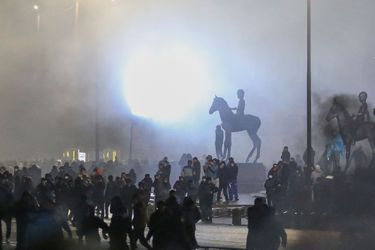 Manifestation à Almaty, au Kazakhstan, le 4 janvier 2022.