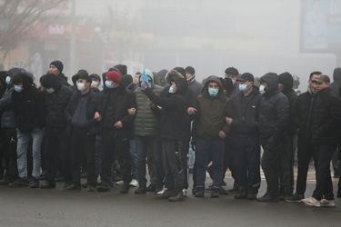 Manifestation à Almaty, au Kazakhstan, le 5 janvier 2022.