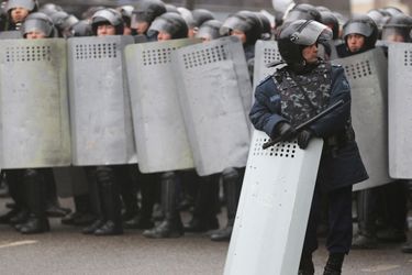 Manifestation à Almaty, au Kazakhstan, le 5 janvier 2022.