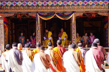 La famille royale du Bhoutan lors de la Fête nationale à Thimphou, le 17 décembre 2021
