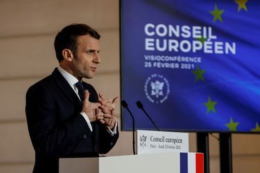 Emmanuel Macron jeudi à l'Elysée durant la conférence de presse. 