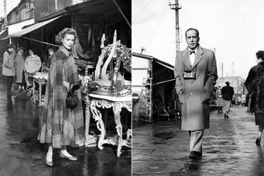 « Le Marché aux Puces, à Paris, est la promenade que le couple Bogart-Bacall préfère : Lauren pour le shopping, Humphrey pour le pittoresque. » - Paris Match n°107, 7 avril 1951