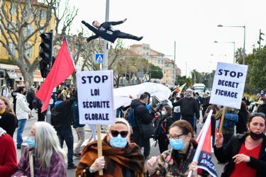 Une manifestation contre la loi sécurité globale, à Nice, le 20 mars. 
