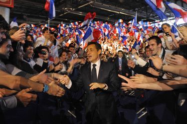 Nicolas Sarkozy lors du grand meeting de Villepinte, le 11 mars 2012.