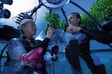 Luca Gamberini, vice-président de la société Ocean Reef, spécialisée dans le matériel sous-marin, et sa fiancée, Teddie Falkeborn, récoltent la plante aromatique.
